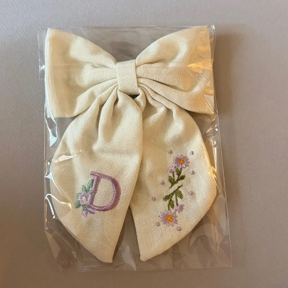 Embroidered Bow Hair Clip for Kids A1600